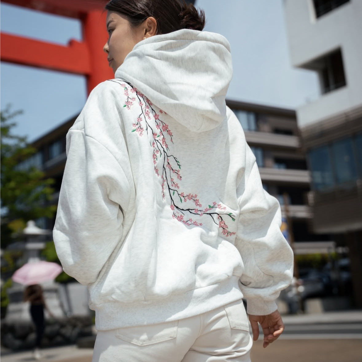 European And American Autumn And Winter Cherry Blossom Chandail à capuche Hommes et femmes Street