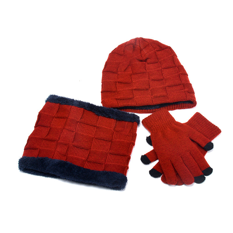 Gants d'écharpe de chapeau Trois-pièces costume Plus Velvet tricoté en extérieur chaud
