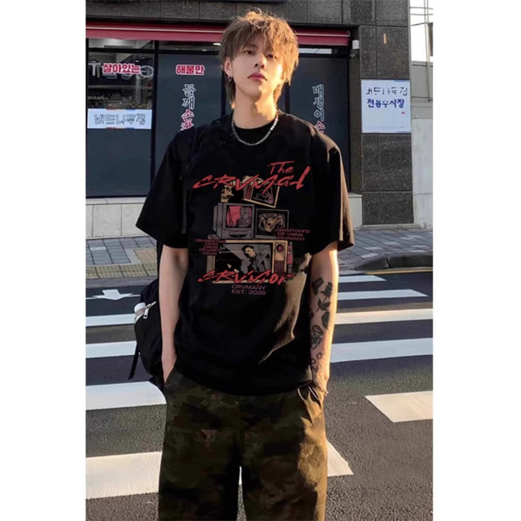 T-shirt American Retro Short Sleeve Hommes