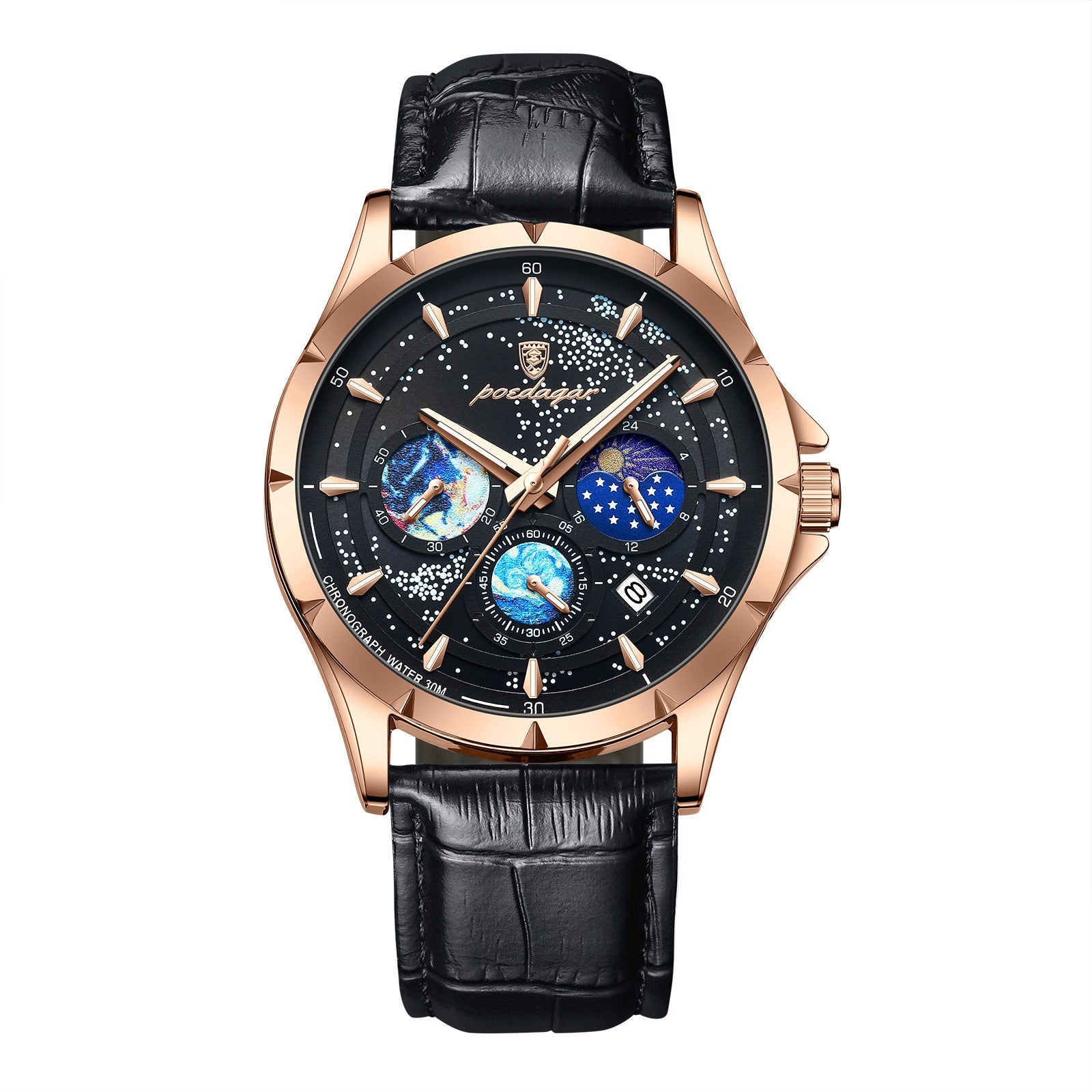 Montres à quartz multifonctions pour hommes lumineux