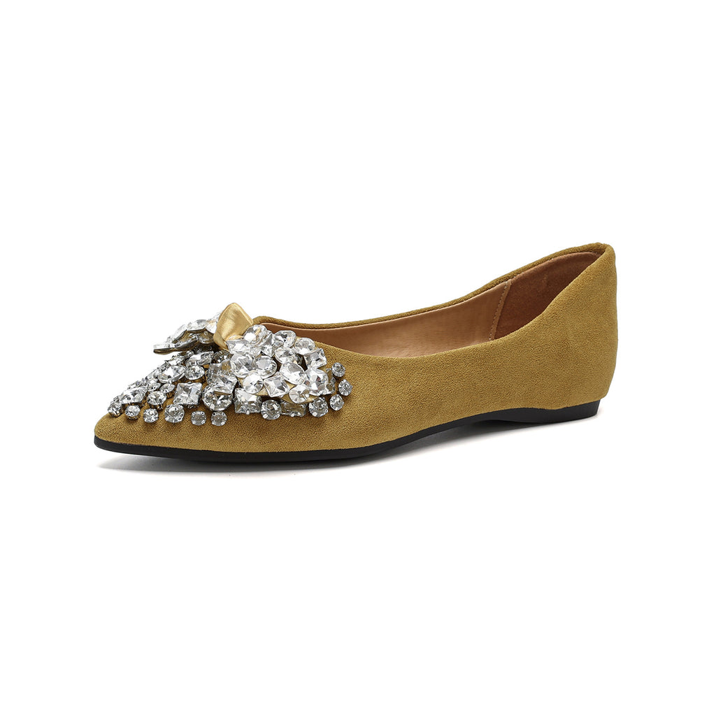 Chaussures plates en Strass Bow de style français