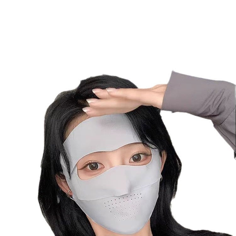 Facekini Masque plein visage écran solaire Respirant mince soie glacée