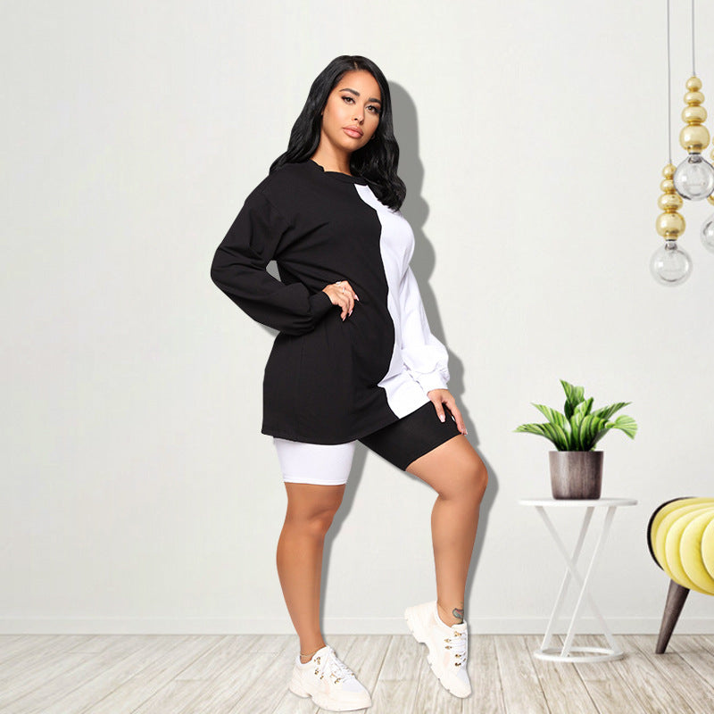 Black and white contrasting color Parent-child style