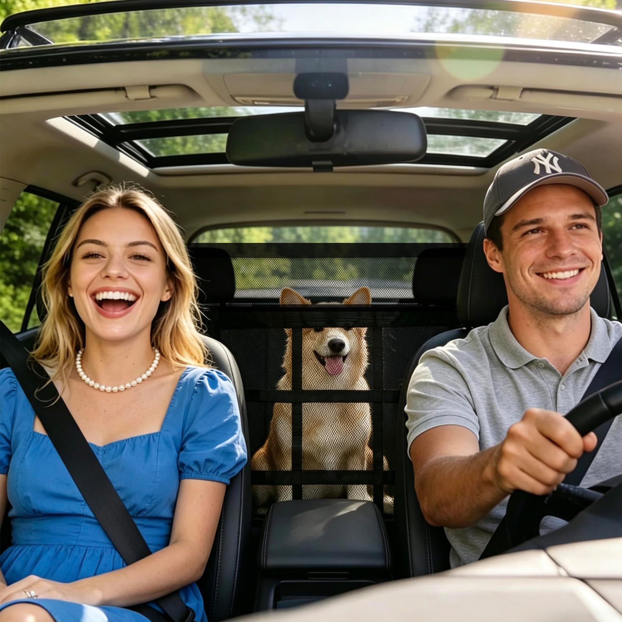 Barrière de chien de voiture avec crochet et fermeture boucle Double Zipper pour voiture VUS Respirant Mesh Barrie