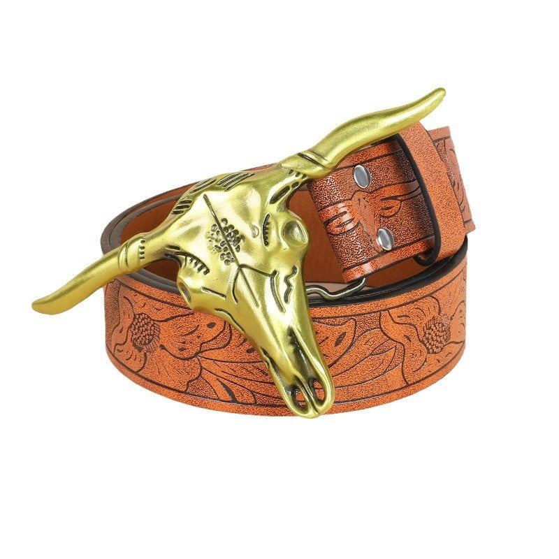 Ceinture de vache boucle tête hommes