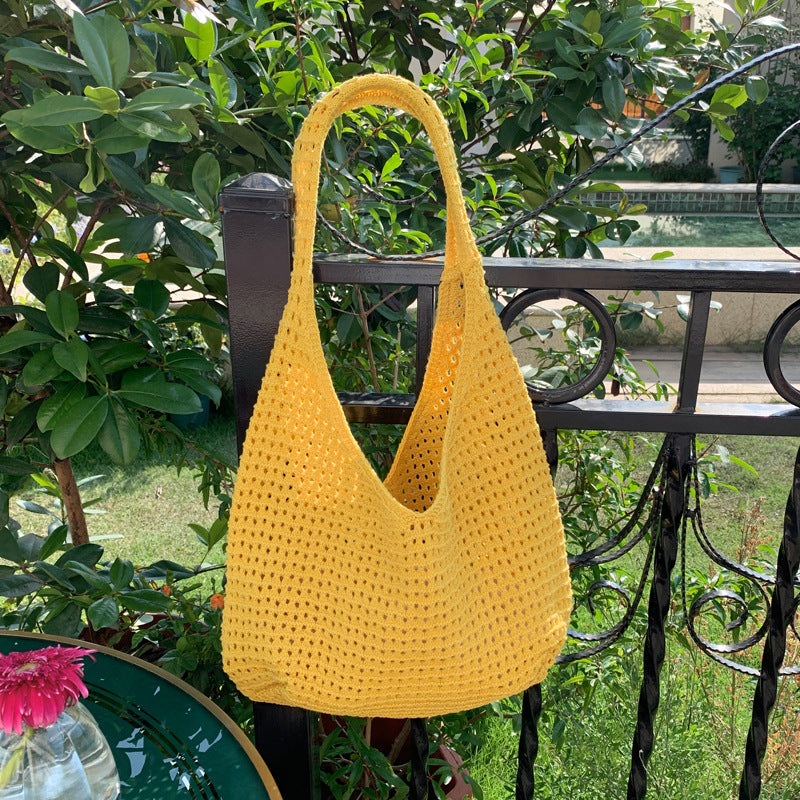 Sac à mailles creux de style Instagram tricoté Woven Purse