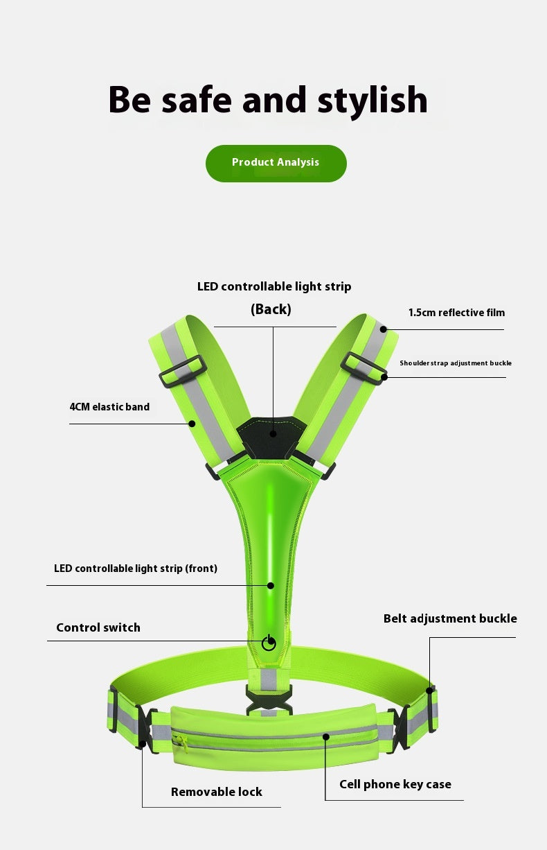 Course de nuit et vélo Veste réfléchissante avec Glow rechargeable
