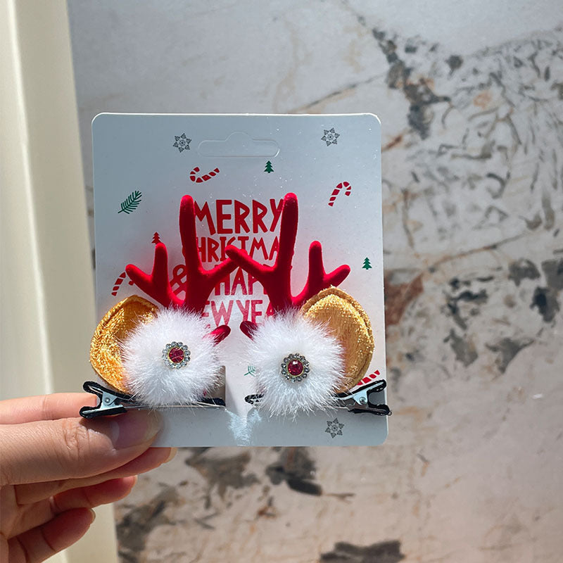 Unisex Christmas Reindeer Hair Clips for Festive Holiday Styling