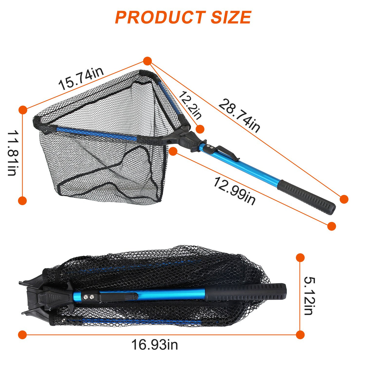1Pc Fishing Net Folding Summer with Aluminum Alloy Rod EVA Durable Handle 5MM Hexagon