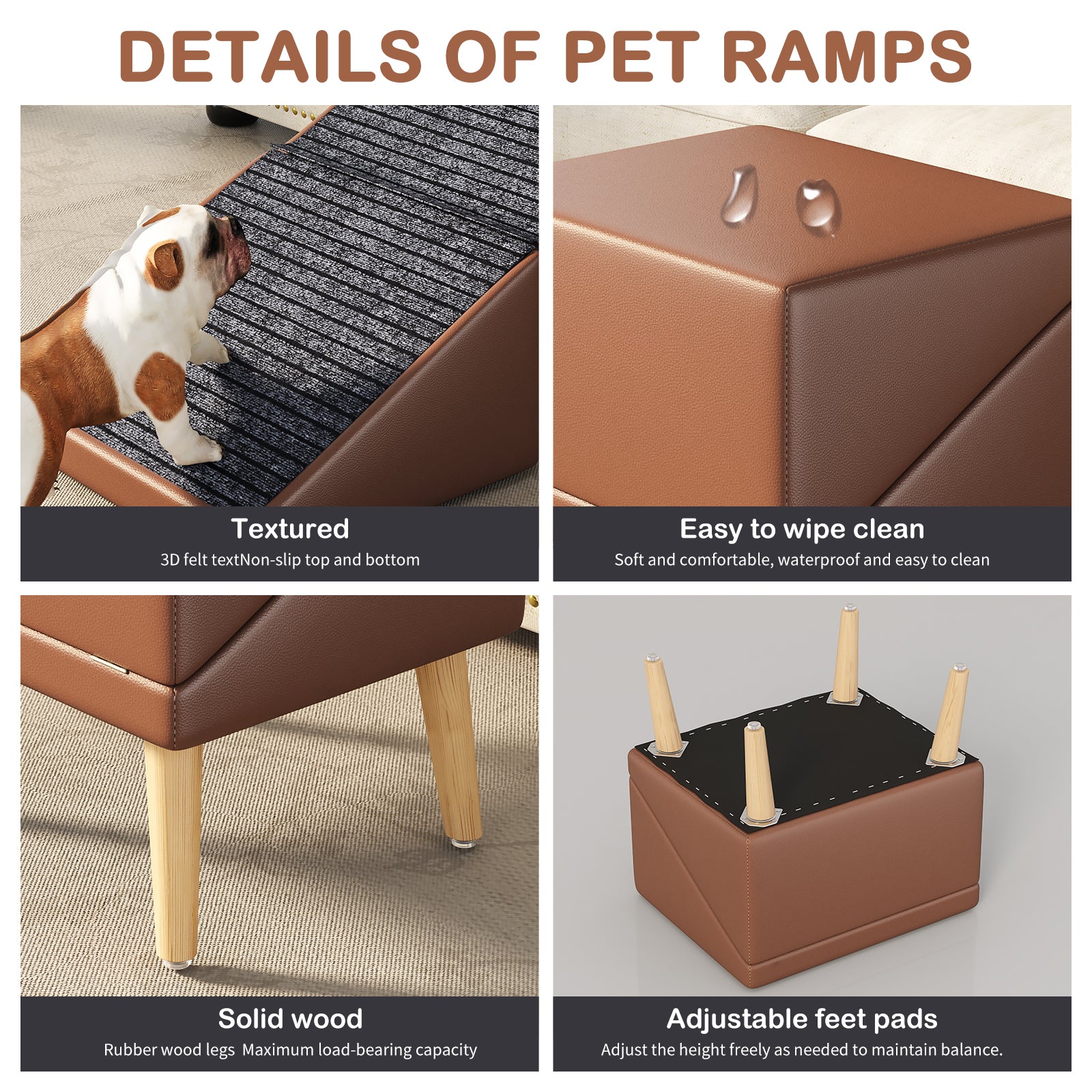 3-en-1 Dog Ramp 18.89"×17.91"×20.08" avec stockage – Étables pour chiens âgés et blessés &
