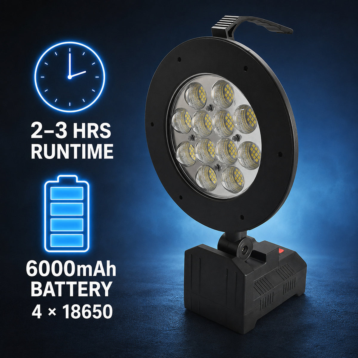 Solar Powered Réchargeable Batterie Display Power Bank Fonction LED Flood Light W873A Sortie
