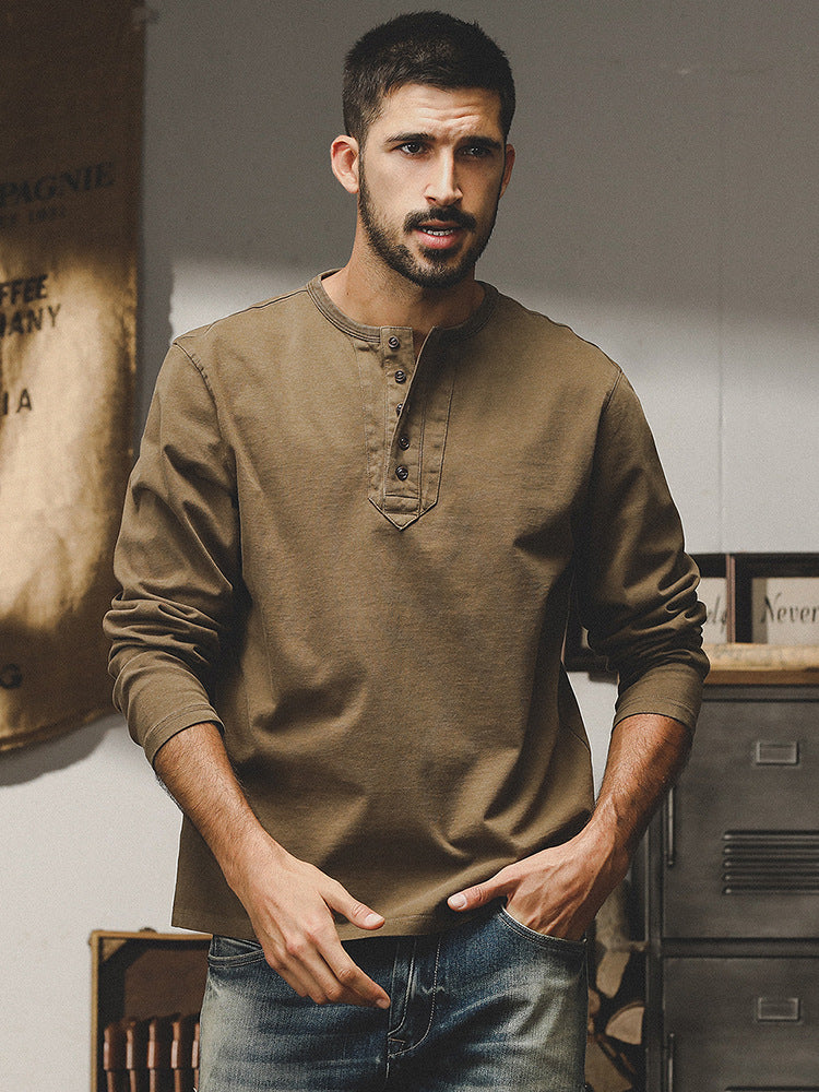 T-shirt retro à manches longues pour hommes