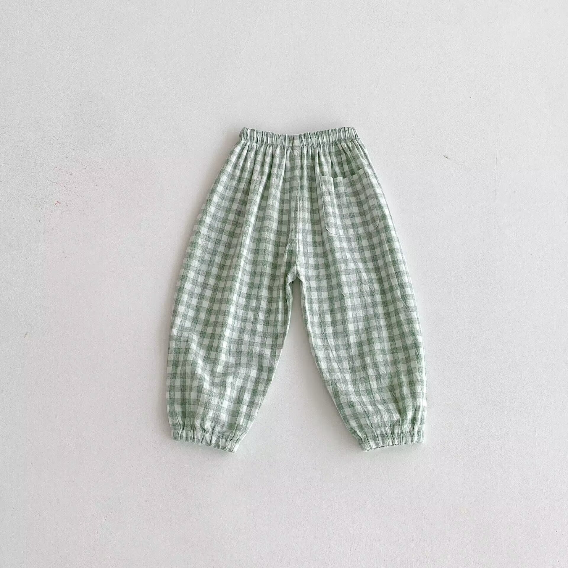 Danss Summer Pantalon de Plaid pour enfants Style mince de lin