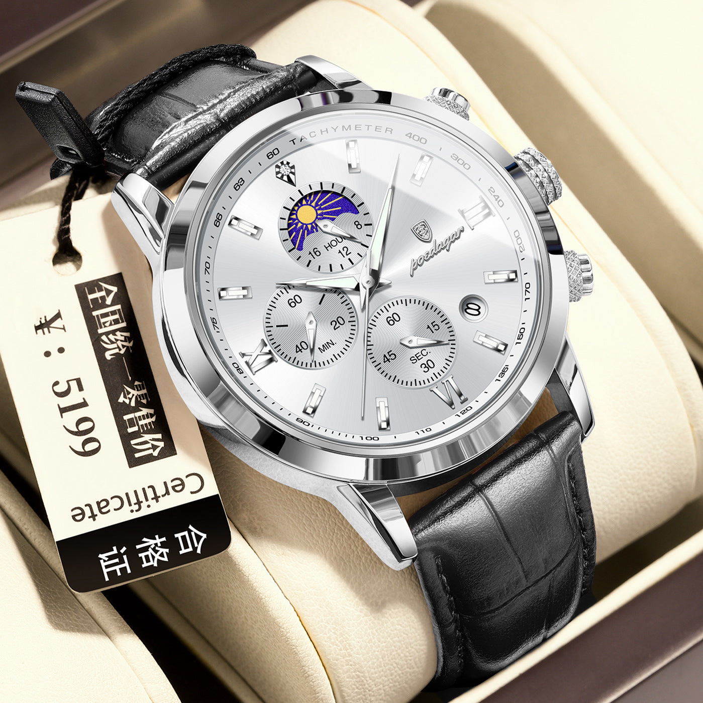 Montre masculine multi-fonctions sport Timing Lune Phase