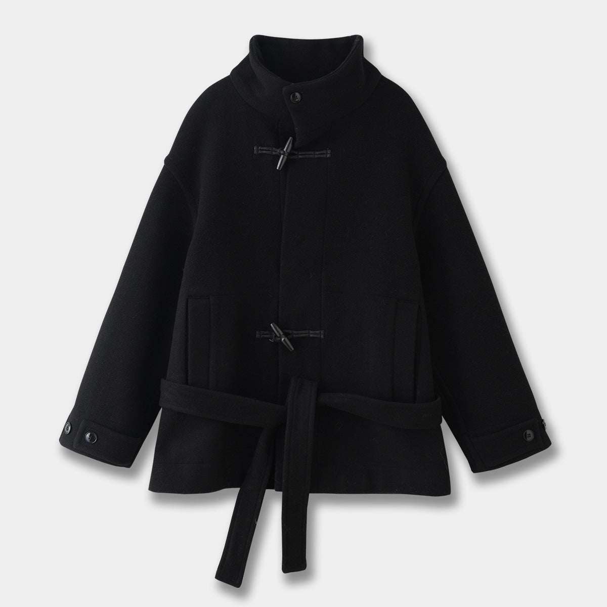 Manteau à col élevé pour femmes avec fermeture de bouton Horn