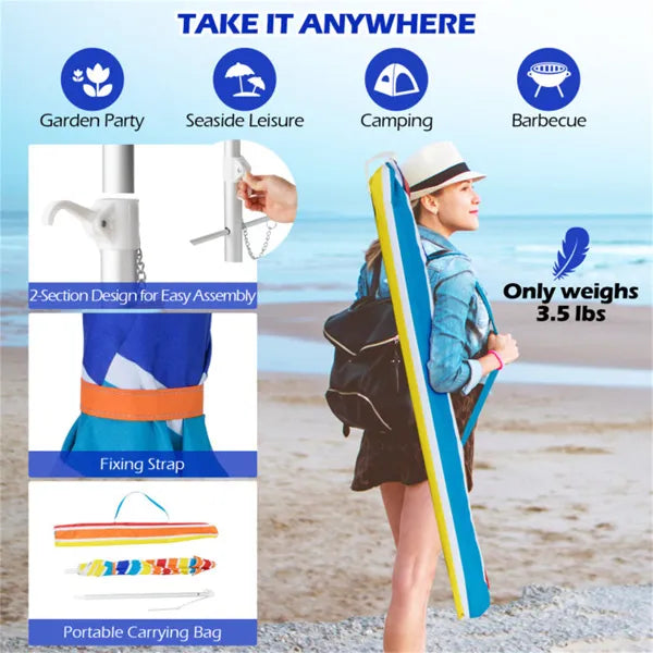 6.5 Parapluie de plage pieds - multicolore