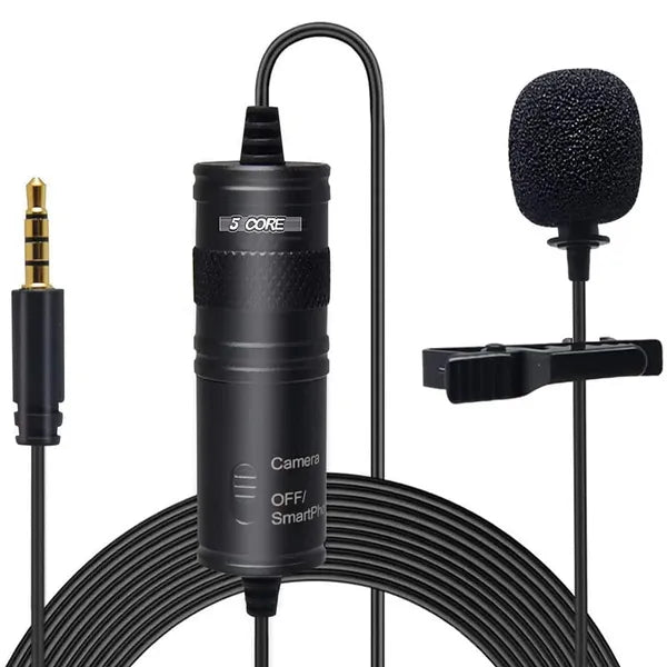 5 Core Professional omnidirectionnel Lavalier Microphone 3,5mm Clip-On Lapel Mic pour Smartp