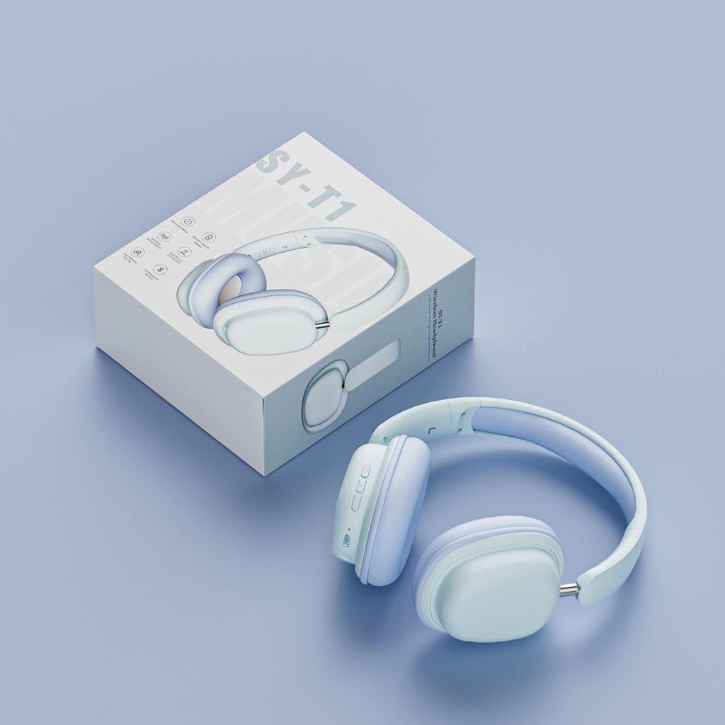 Casque de jeu sans fil BT5.3 casque d'oreille avec micro 3,5mm Téléphone pliable
