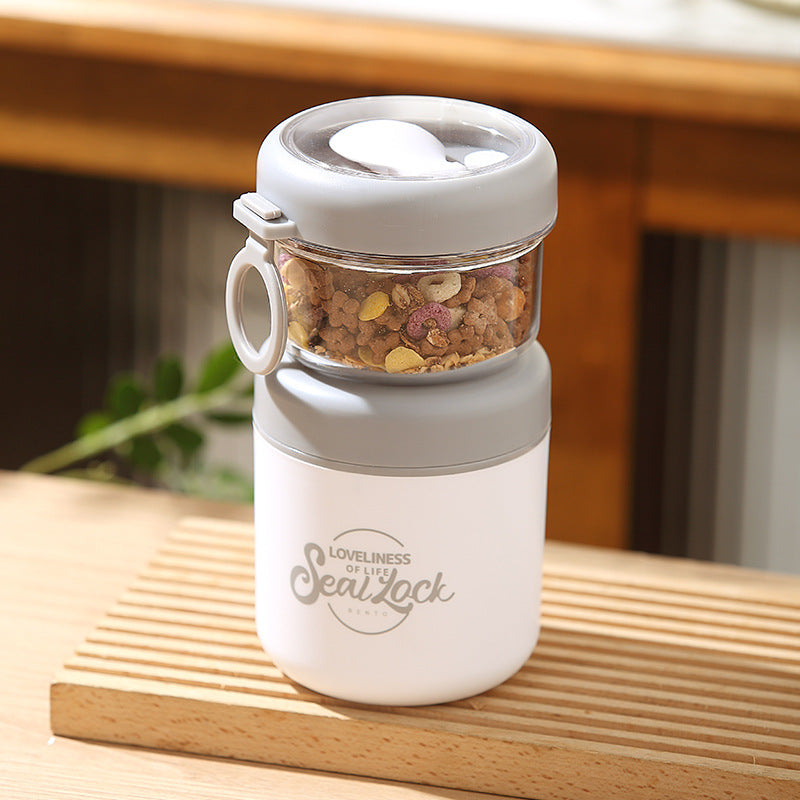 Mug de petit déjeuner en acier inoxydable avec couvercle