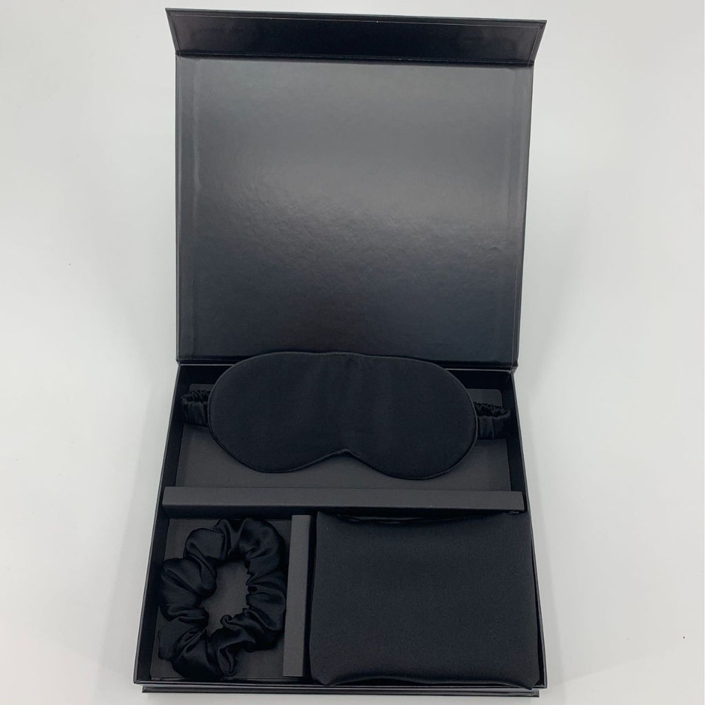 Masque d'oreiller zippé cadeau et ensemble de cravates de cheveux en soie