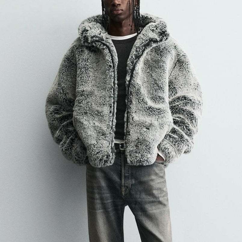 Veste à capuche en fausse fourrure