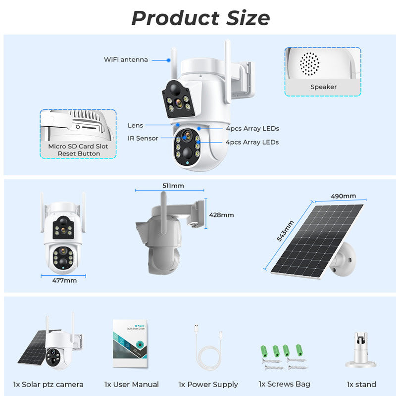 Outdoor Solar Home HD Wireless Wifi Network Moniteur sans plug-in