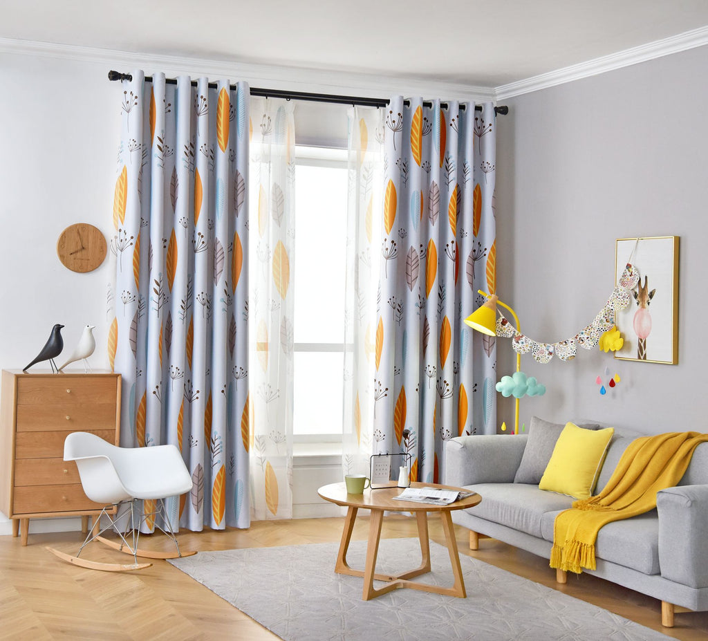 Style nordique Nordic Leaf Rideau Shading Chambre à coucher Salon Shading Rideau Finished Simp