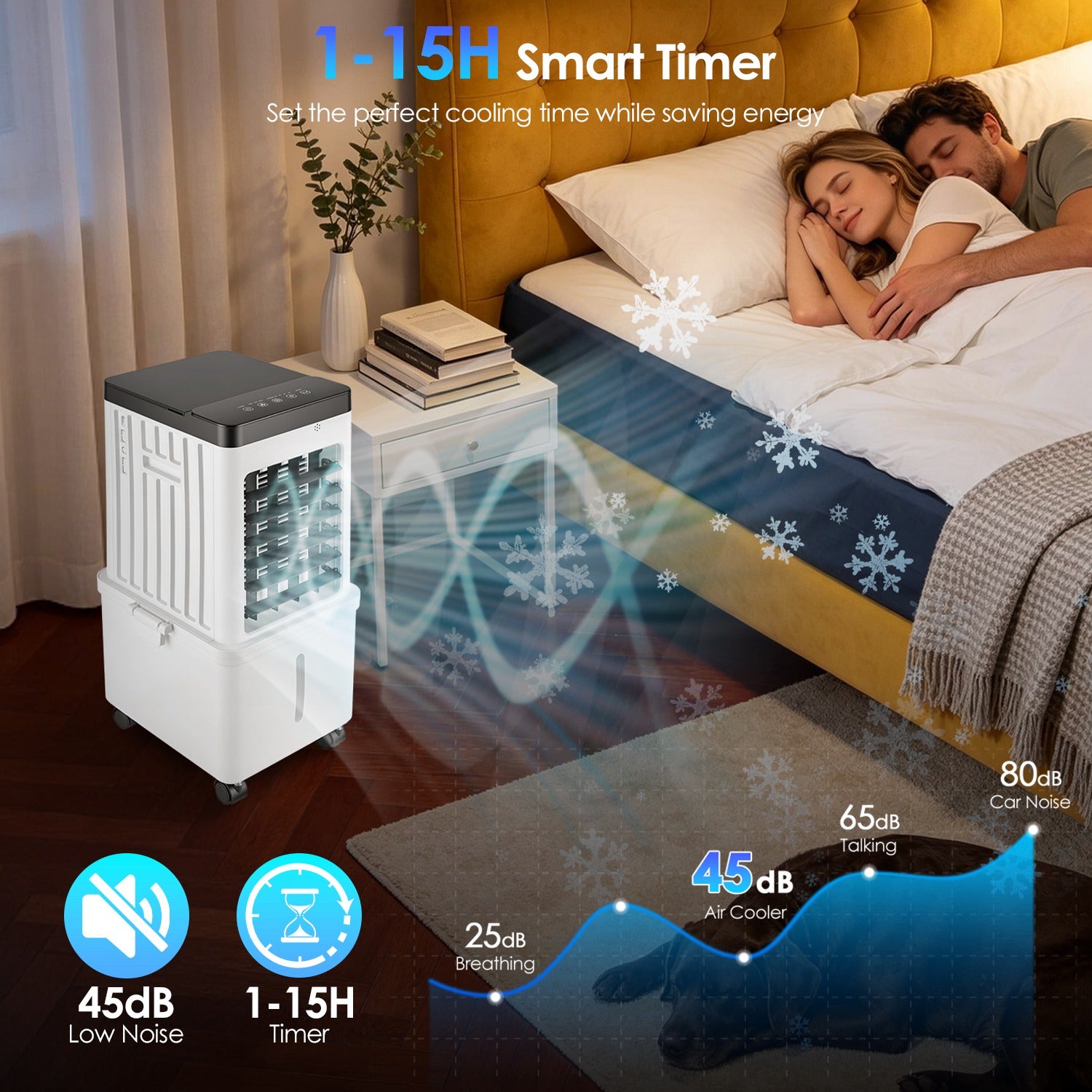 Ventilateur de refroidisseur d'air portable 12L Climatiseur par évaporation avec double touche de réservoir d'eau à 3 vitesses
