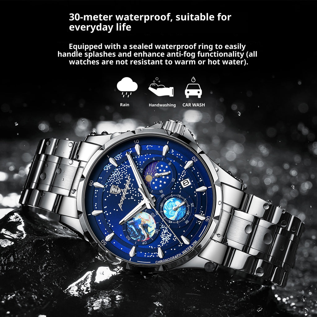 Montres à quartz multifonctions pour hommes lumineux