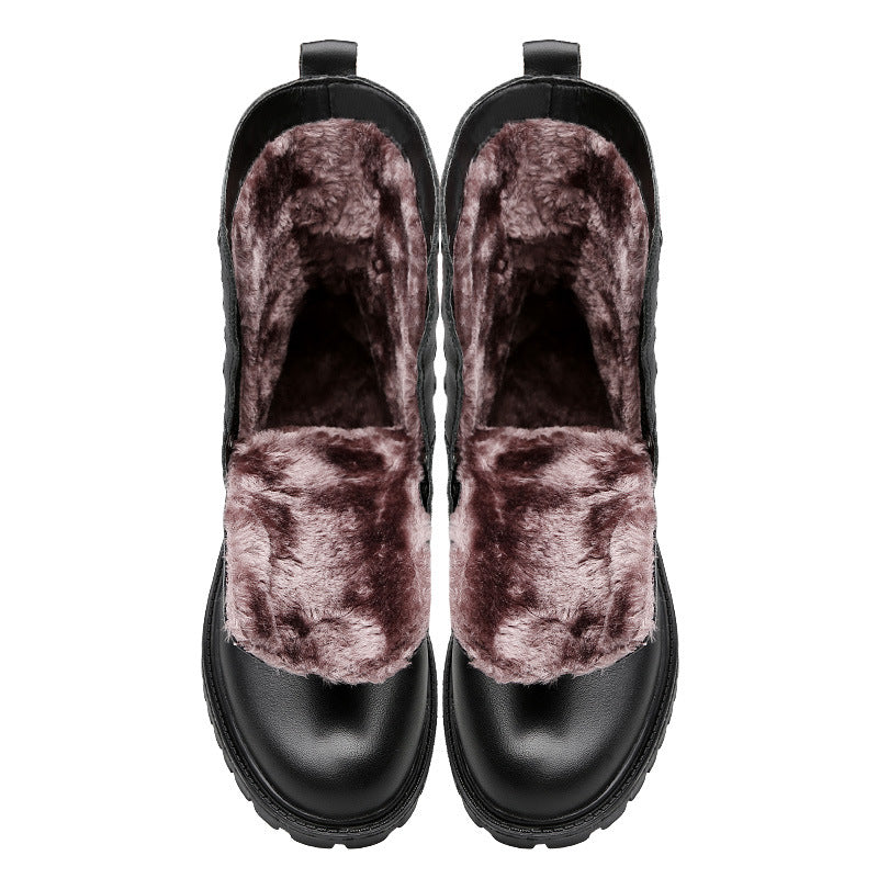 Bottes en cuir d'hiver de style britannique de style polaire pour hommes
