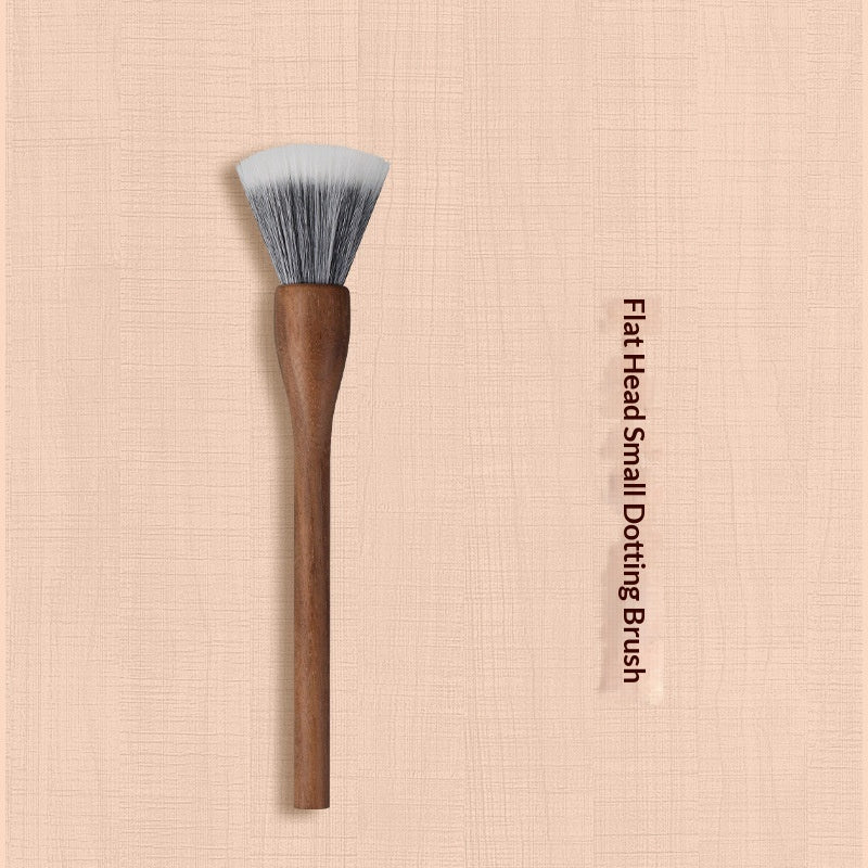 H Set Brosse Vintage Brosse de maquillage en noyer noir doux