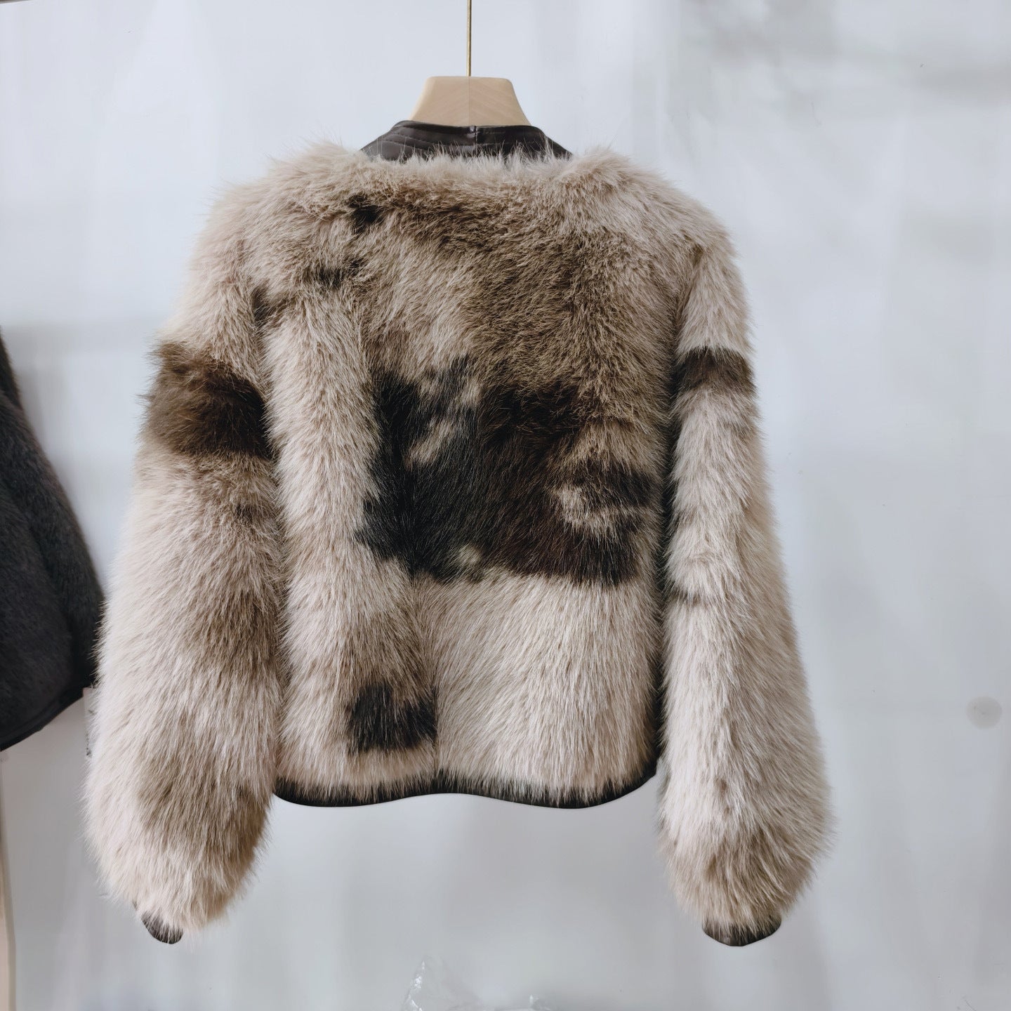 Automne d'hiver Chanel-style Couleur-Block fourrure One-Piece court manteau pour les femmes