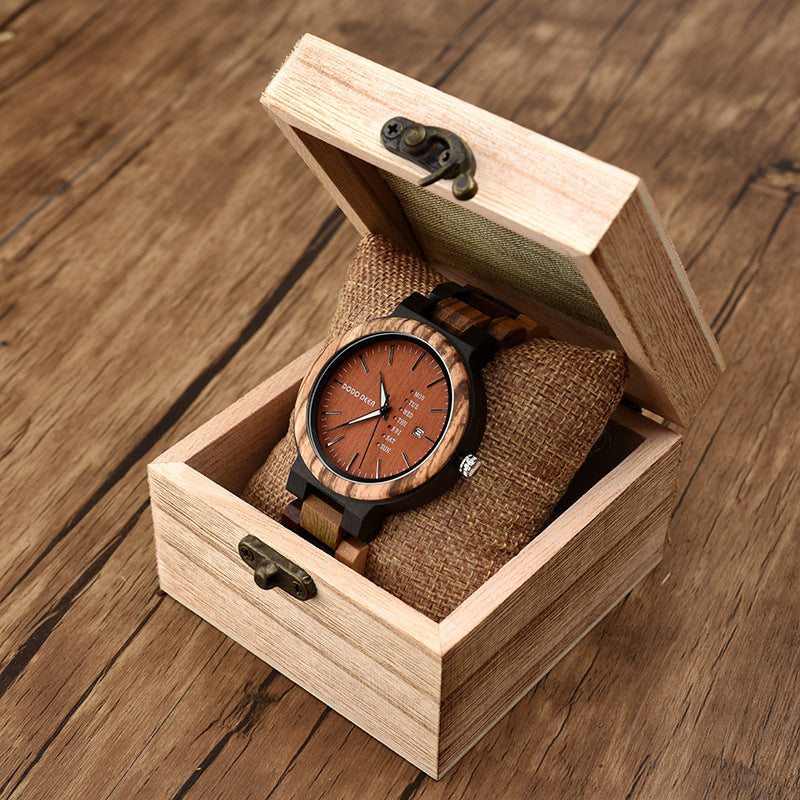 Wood Couple's European and American Style Calendrier Watch