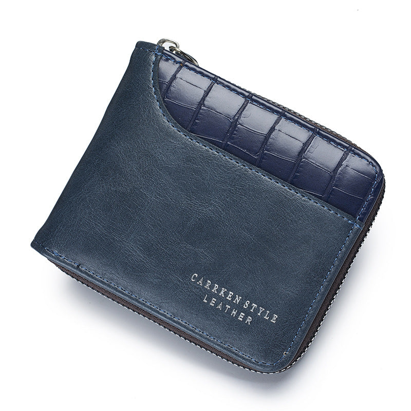 Porte-monnaie court homme motif pierre Grande capacité triple sac