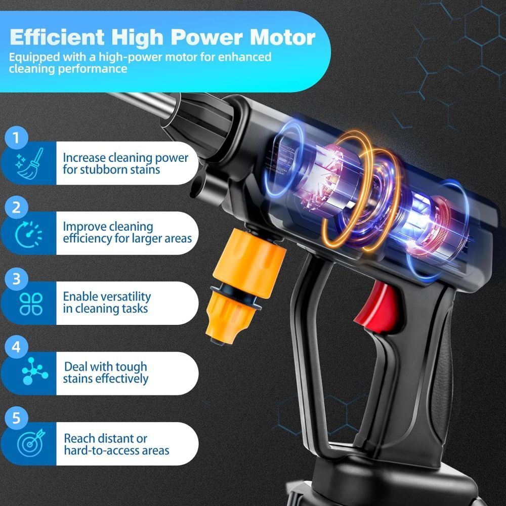 2 Batteries sans fil de voiture de lavage haute pression Jet de lavage d'eau pistolet portable