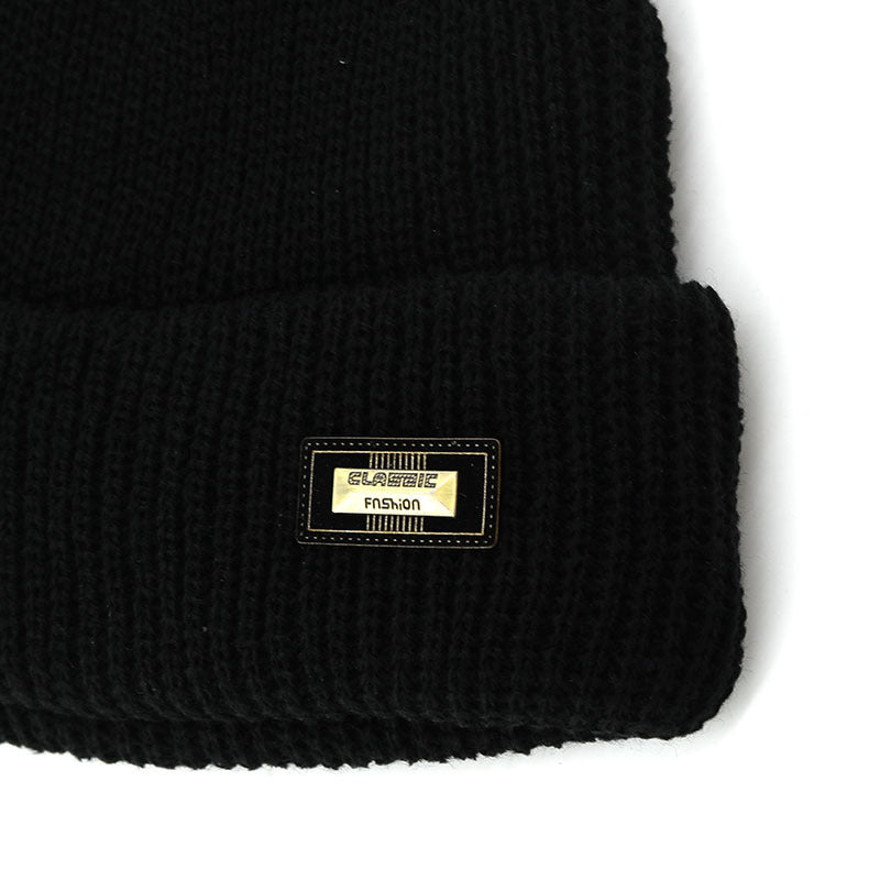 Chapeau à mailles chaudes à double couche en laine mode