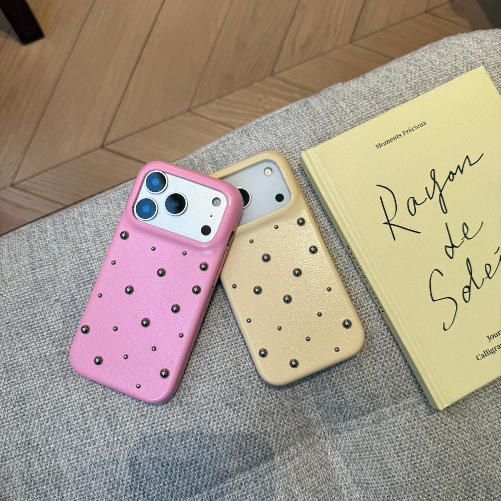 Perles en cuir Design Creative Phone Case Couverture de protection couleur unie