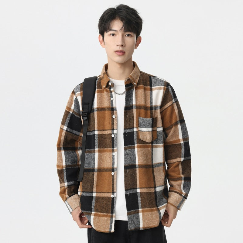 Chemise à volant brossé pour homme