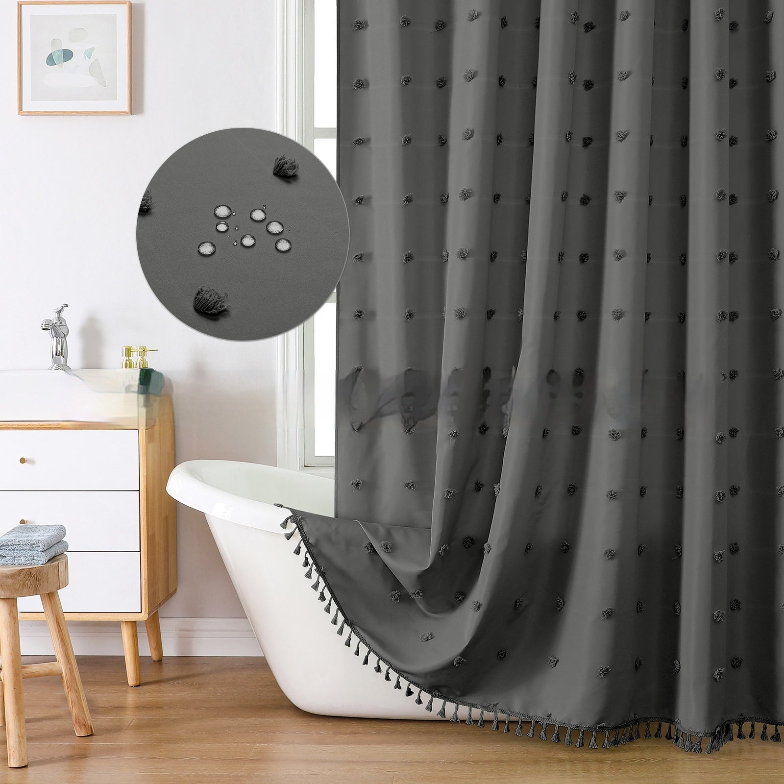 Rideaux de douche simples en polyester Hydrangea coupé