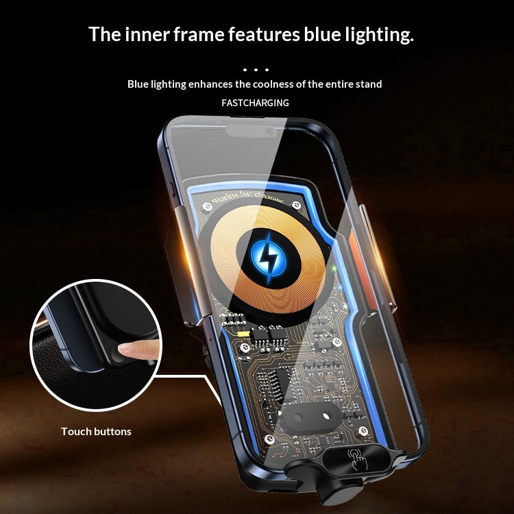 Support de téléphone de voiture sans fil transparent à charge rapide