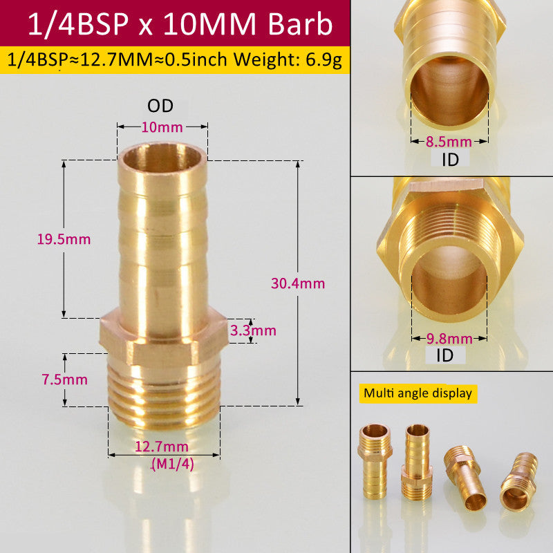 Tuyau de raccord de tuyau en laiton Barb Tail BSP mâle Pagoda gaz connecteur joint en cuivre