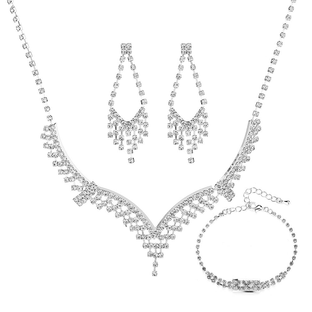 Ensemble de bijoux pour femmes en forme de V CZ 3Pcs