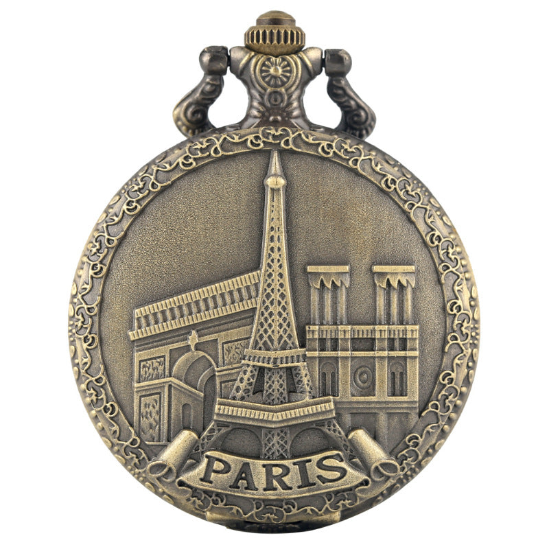 Retro Iron Tower Montre de poche personnalisée de mode décontractée