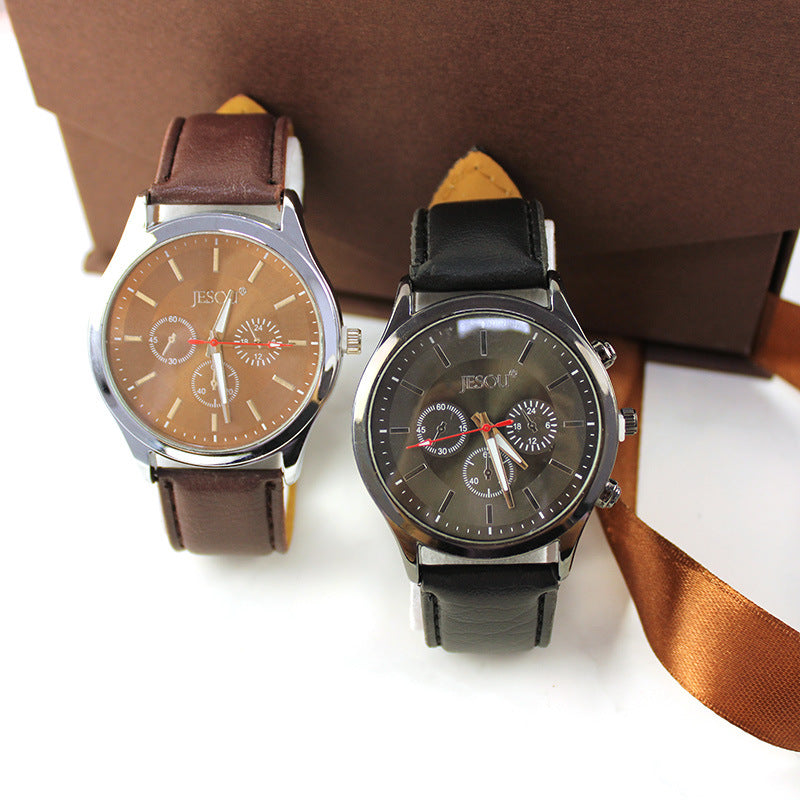 Montres-cadeaux de boîte-cadeaux créative pour hommes Set Quartz Wrist Ceinture Portefeuille Boutons de manchette Stylo Su