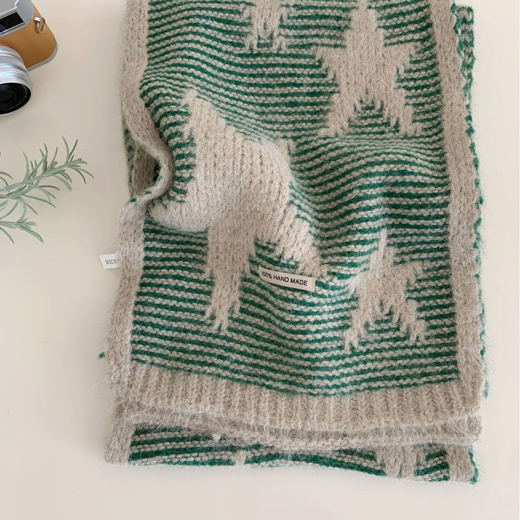 Écharpe d'hiver tricotée en étoile simple et polyvalente pour femmes