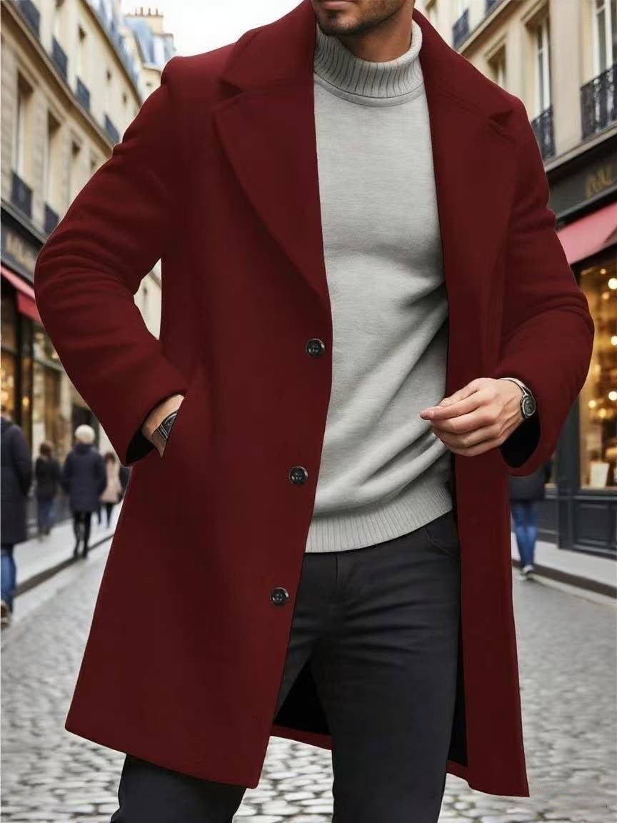 Trench Coat Lapel incrusté Slim-fit Surpoil Élégant et sophistiqué Trench de couleur solide