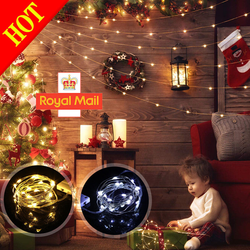 6 Pack 20 LEDs Batterie actionné Mini LED fil de cuivre chaîne Fée lumières Part 2m---1PCS Wa