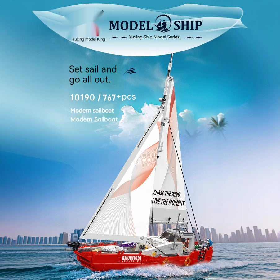 Yuxing modèle de bateau statique bateau de pêche Sailboat Building Block Toy
