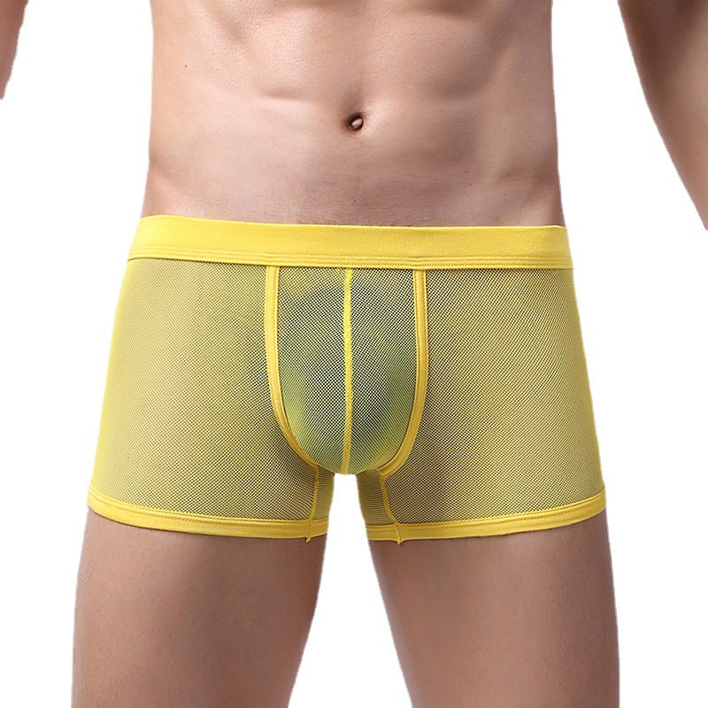 Sous-vêtements pour hommes Mesh Mesh Respirant Boxers Low Waist Transparent Boxers Youth Cool Short