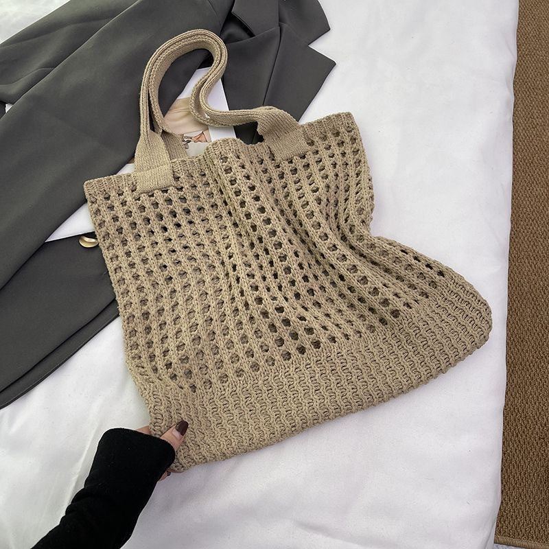 Vintage Woven grand-capacité Hollow-knit sac pour les femmes